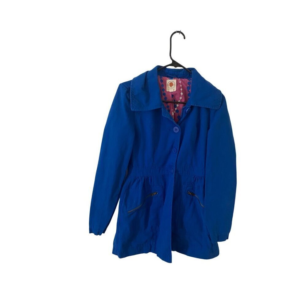 Anthropologie Tulle Women's Blue Button Front Pea Coat - Small